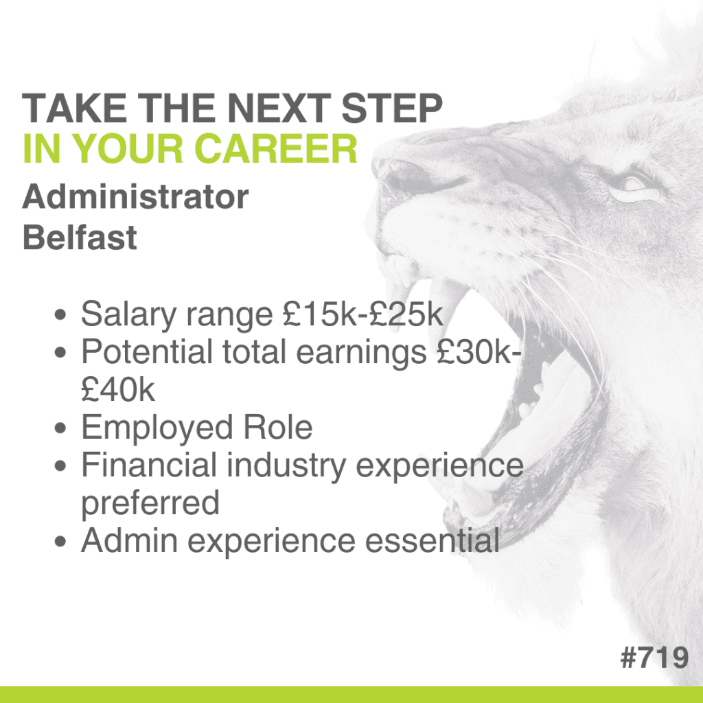 Vacancy artwork for Belfast-based Administrator position