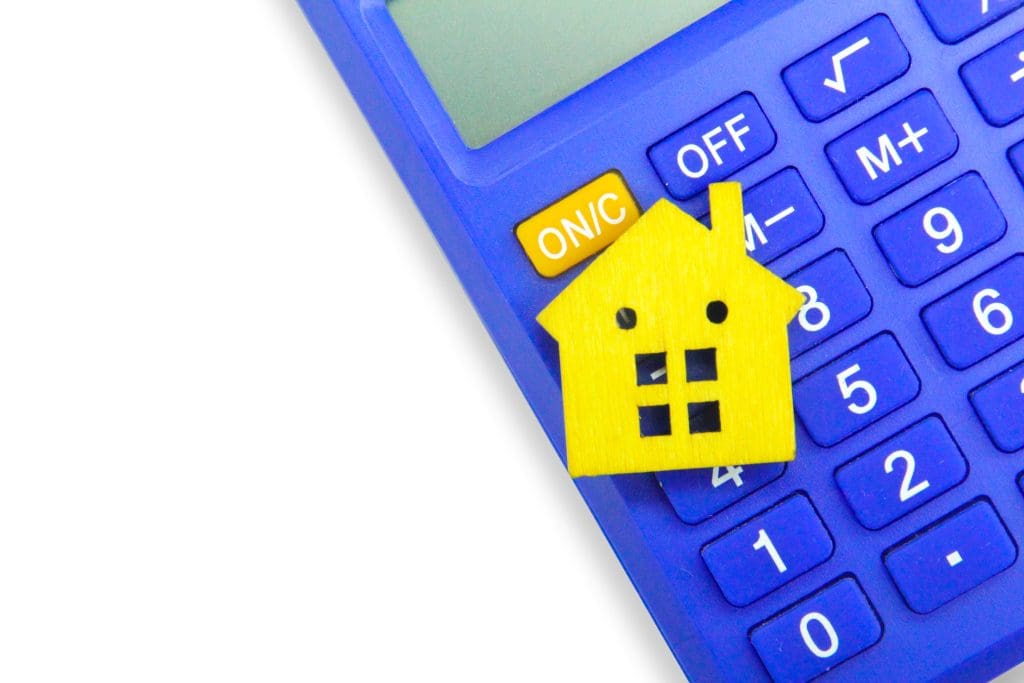 Coloured small house shapes on the calculator